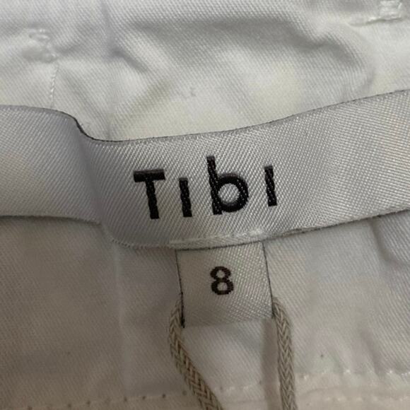 Tibi White High Waisted Belted Bow Tie Waist  Wide Leg Palazzo Trousers Pants 8 - Picture 5 of 6